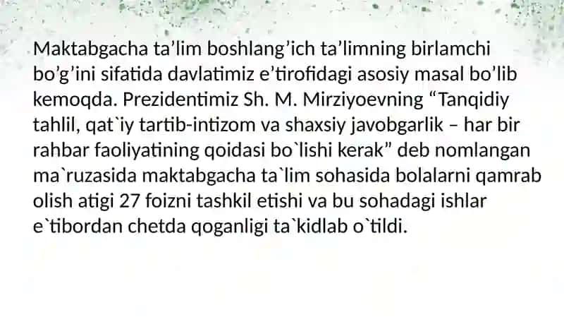 Maktabgacha ta`lim tashkilotlarida faoliyat turlarini tashkil etishda tarbiyachining faolligi 4