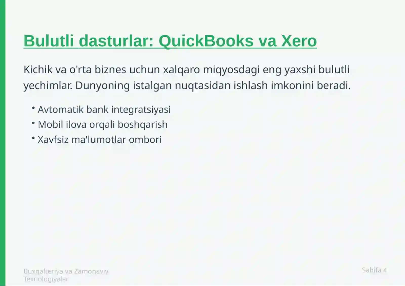 Buxgalteriya xisobi uchun dasturlar to'plami Buxgalteriya xisobi uchun xavolalar 4