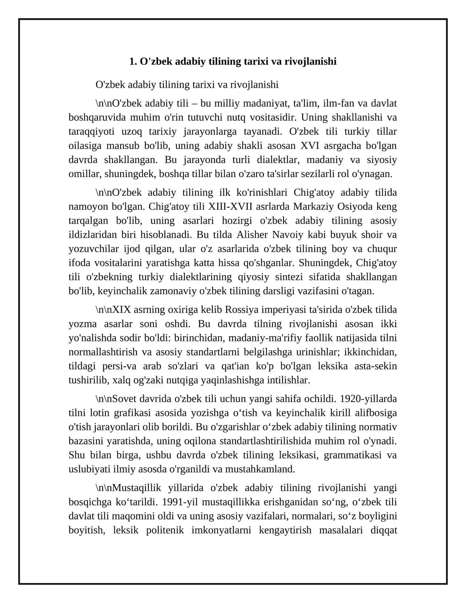 Hozirgi oʻzbek adabiy tilining davlat tili mavqeidagi o'rni 4