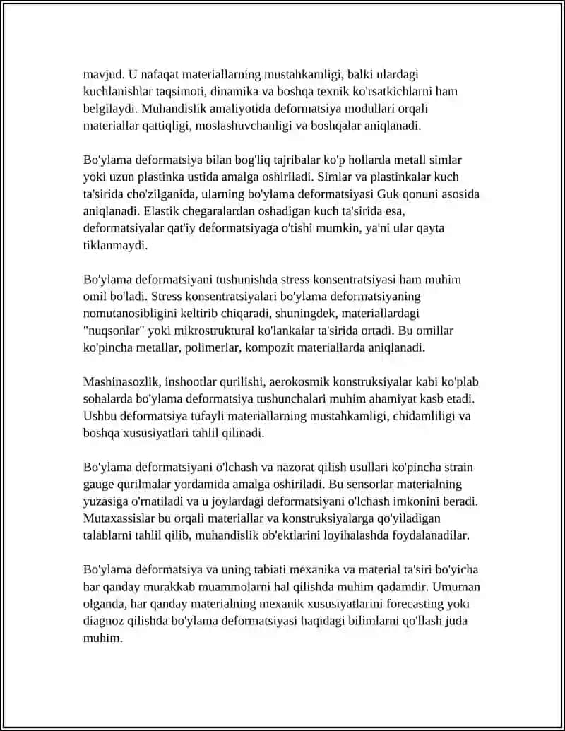 BO'YLAMA DEFORMATSIYA. GUK QONUNI. KO'CHISHLAR 4