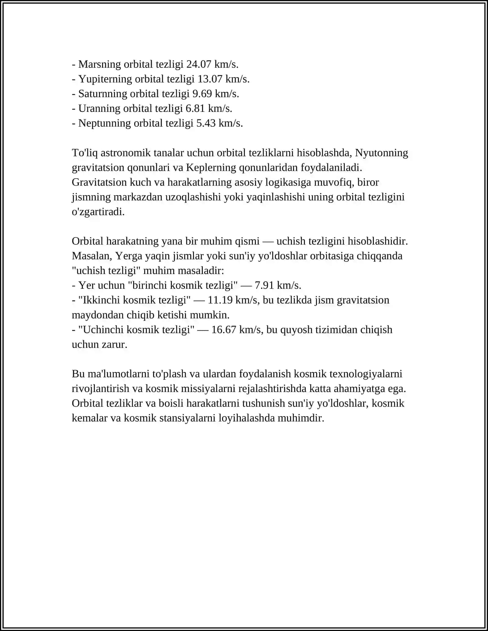 REAKTIV HARAKAT. KOSMIK TEZLIKLAR 4