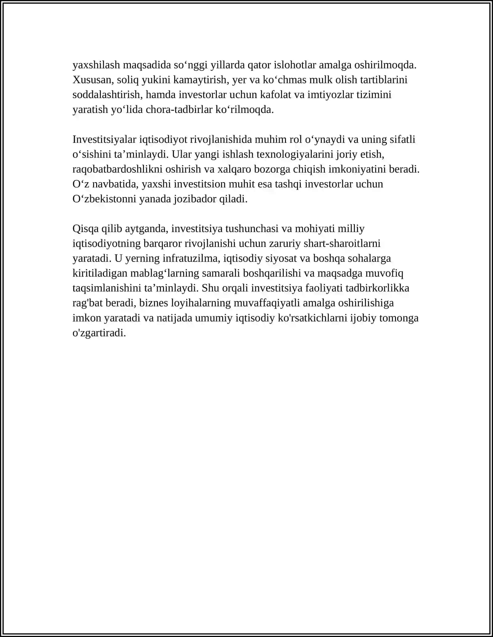 INVESTITSIYANING MOHIYATI,DARAJASI VA VAZIFALARI 4