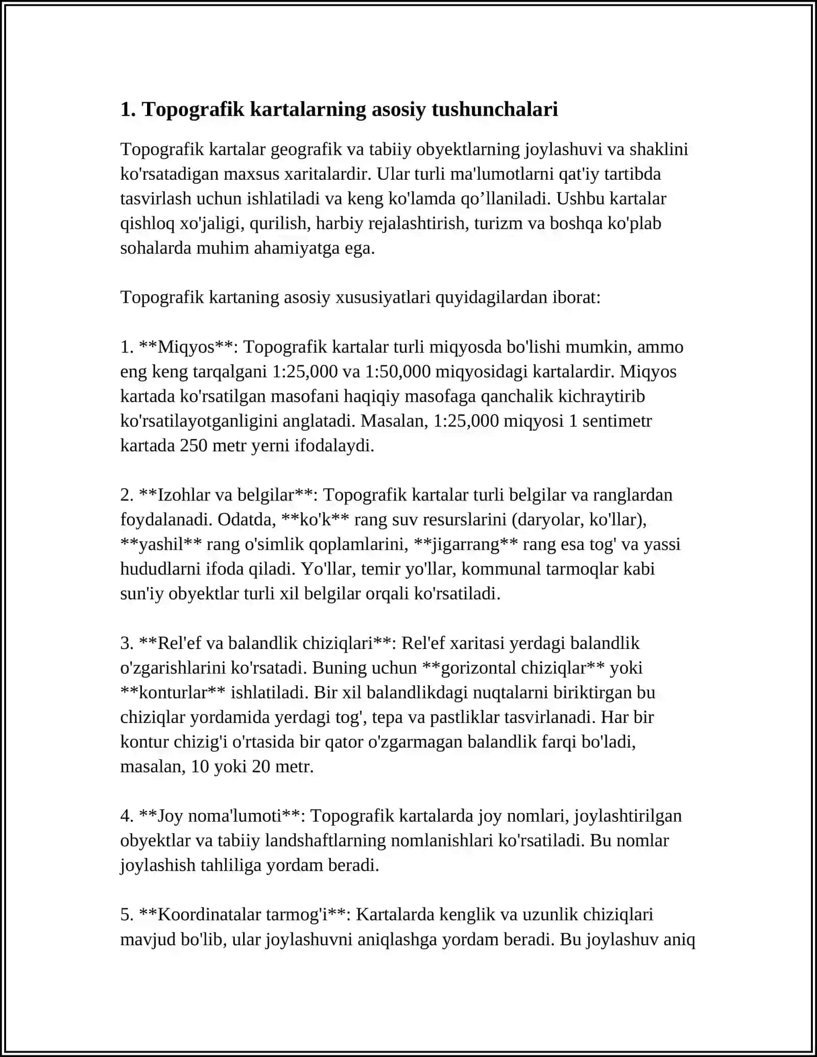 TOPOGRAFIK KARTALARNI O‘RNANISH NOMERKLATURASI VA HARFLI BELGILARNI O‘RGANISH SILAYID 4