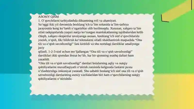 Diktant va unitashkiletish 4