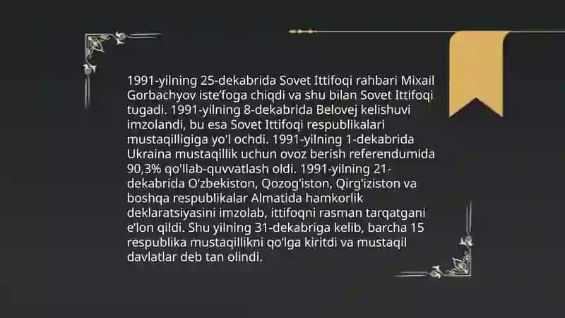 O'zbekistonning mustaqilligini qo'lga kiritishda Islom Karimovning xizmatlari 4