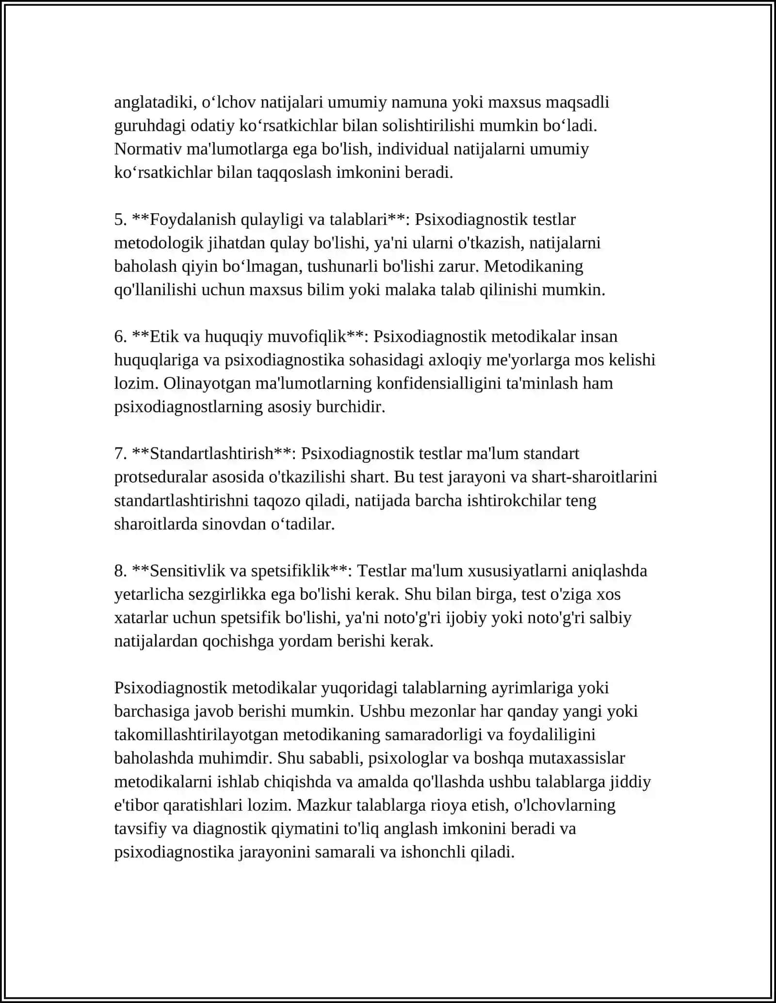 PSIXODIAGNOSTIK METODIKALARDAN FOYDALANUVCHILAR VA ISHLAB CHIQUVCHILAR UCHUN TALABLAR 4