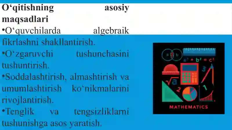 Boshlang’ich sinfda matematika o’qitishda algebra elementlarni o’rgatish metodikasi 4