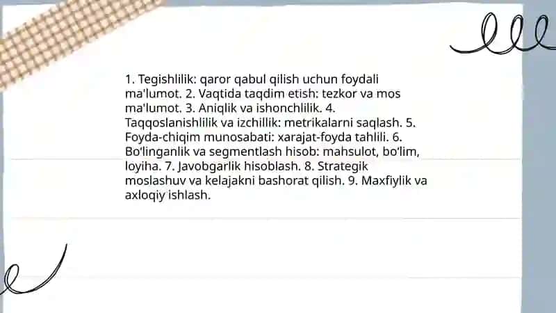Boshqaruv hisobining konseptual asoslari va asosiy tamoyillari 4