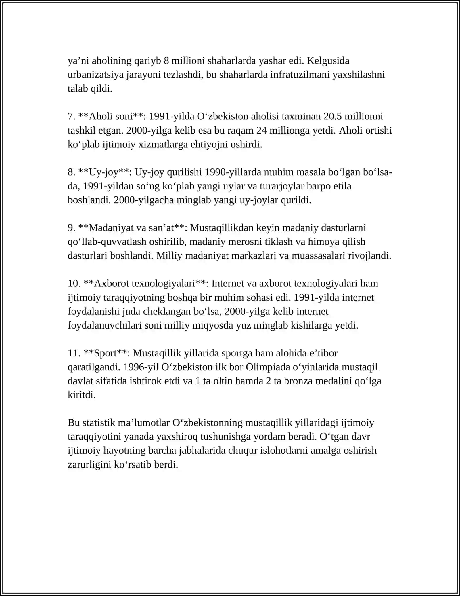 MUSTAQILLIK YILLARIDA O'ZBEKISTONDAGI IJTIMOIY O‘ZGARISHLAR 4
