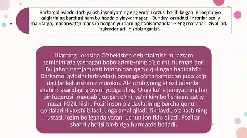 Markaziy Osiyo mutafakkirlarining iqtisodiy tarbiya, huquqiy tarbiyahaqidagi qarashlaridan mashg’ulotlarda foydalanish 4