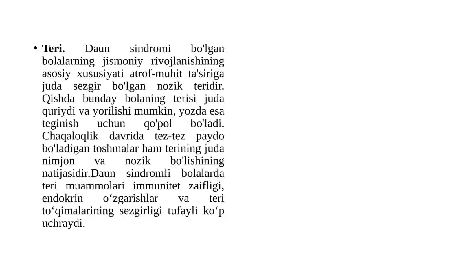 BOLALARDAGI DAUN SINDROMI XASTALIGI BELGILARINI O‘RGANISH 4