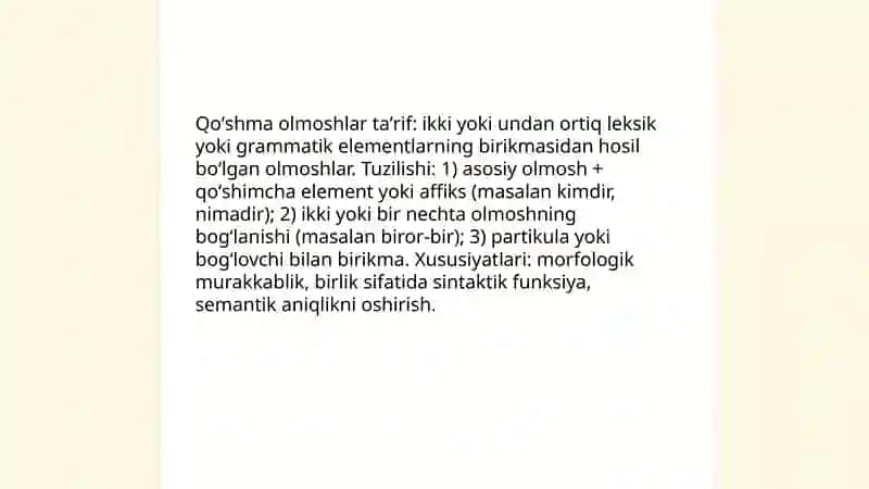 Sodda, qo'shma, juft, takroriy olmoshlar 4