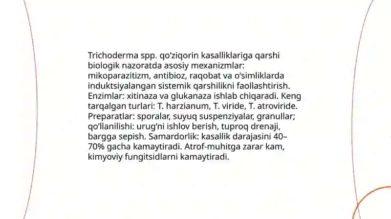 Mikroorganizmlarning qishloq xoʻjaligida,oʻsimliklarni himoya qilishda qoʻllanilishi. 4