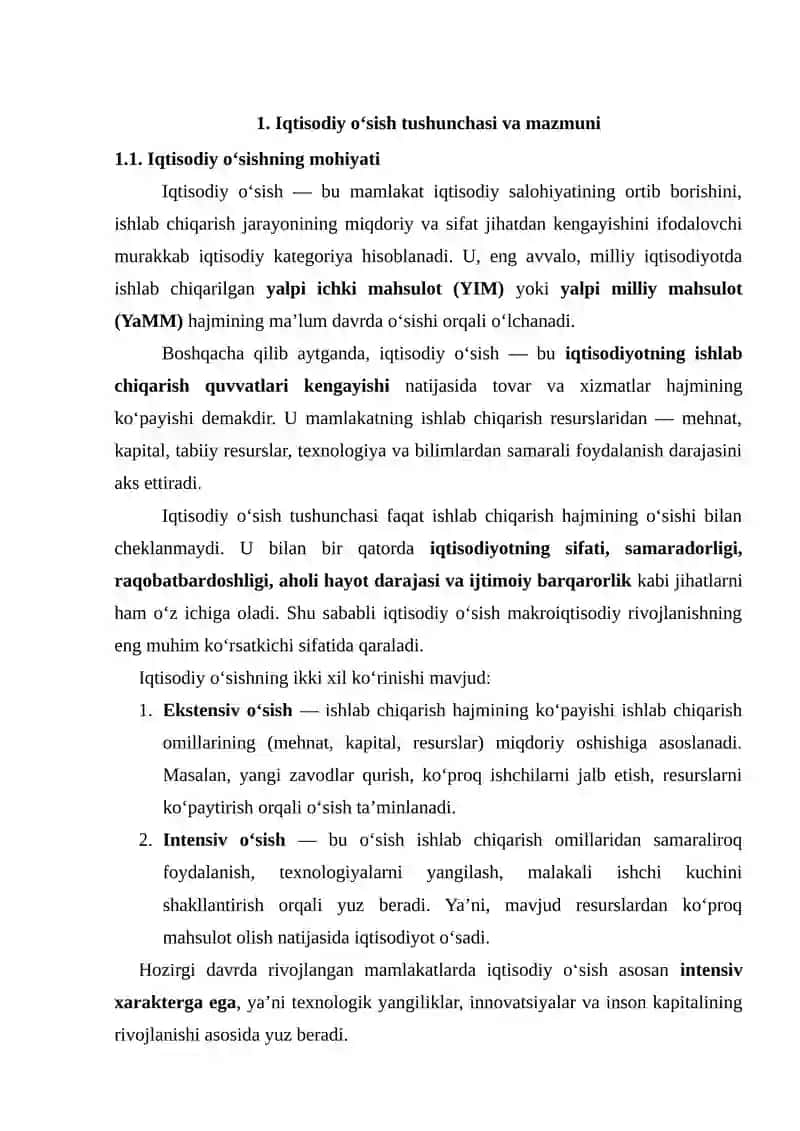 Iqtisodiy o'sish tushunchasi va o'lchanishi va neokeynscha modellari 4