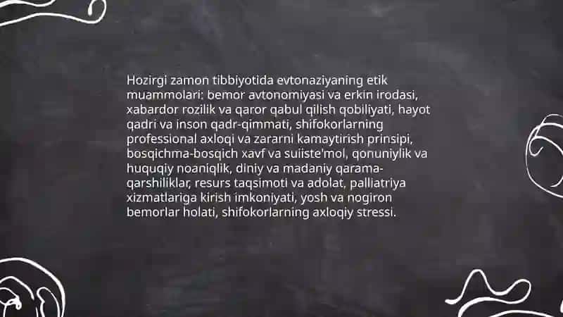 Hozirgi zamon tibbiyotida yetrogeniya va evtonaziya muammolari 4