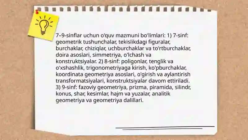 Geometriya o'qitishning maqsadi, vazifasi va mazmuni 4