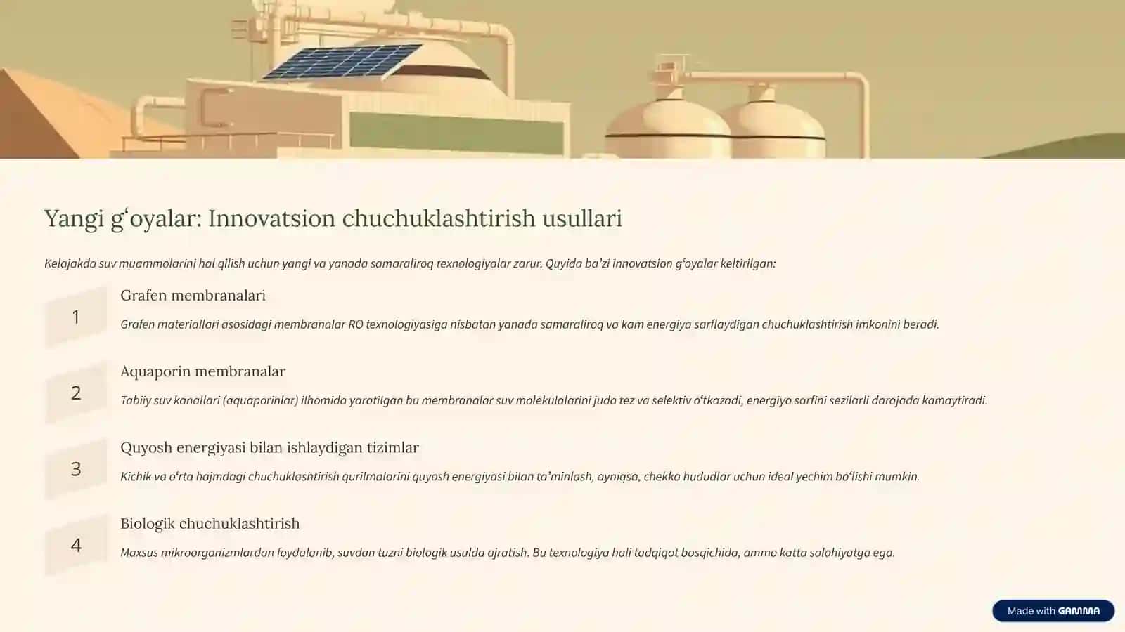 Oʻzbekistonda shoʻr suvlarni chuchuklashtirish: Kelajak uchun yechimlar 4