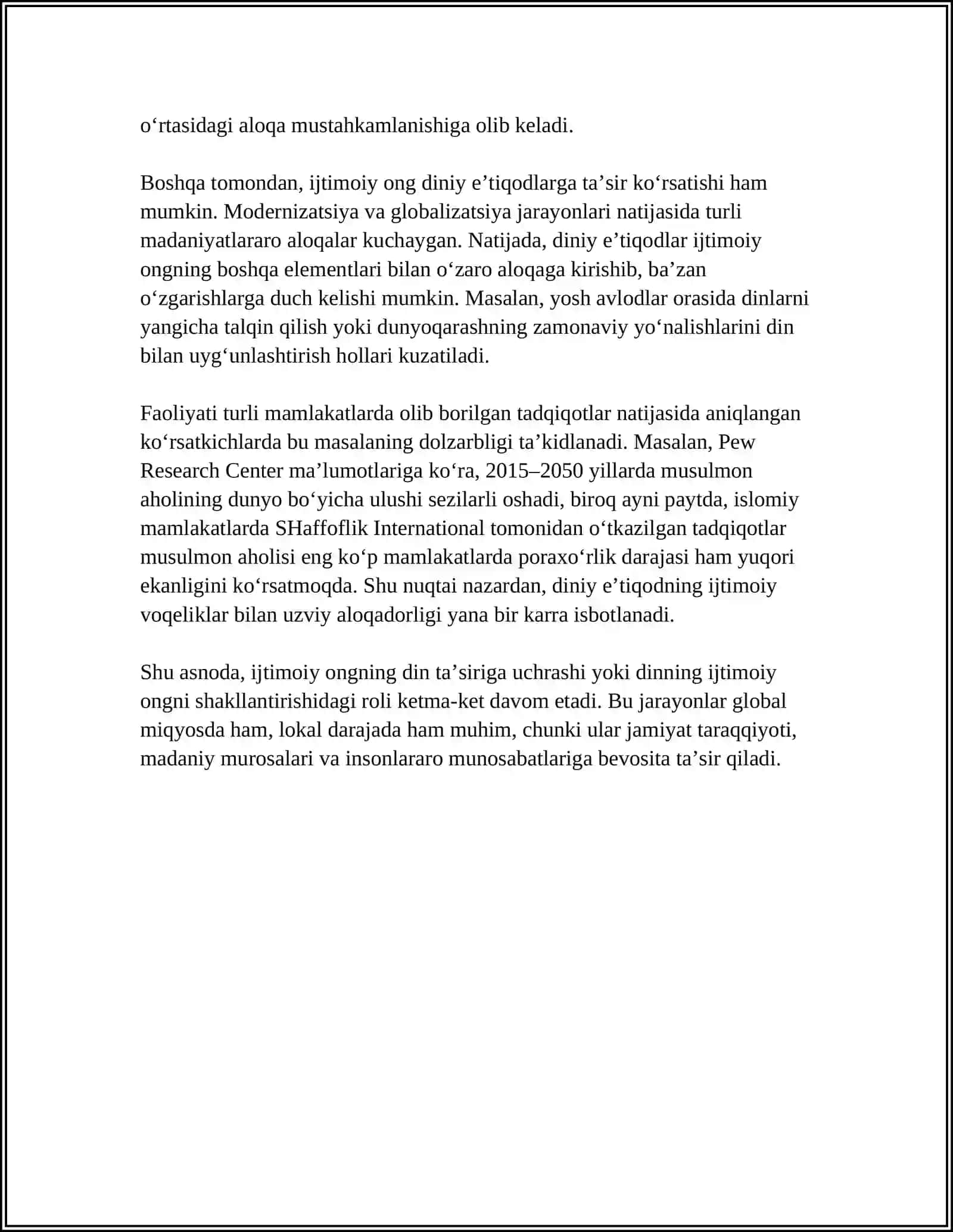 Referat: "DINGA EʼTIQOD VA HURFIKRLILIK" (BERDYAEVNING DINIY HURFIKIRLILIK HAQIDAGI GʻOYALARINI GʻAZZOLIY GʻOYALARI BILAN QIYOSLASH) 4