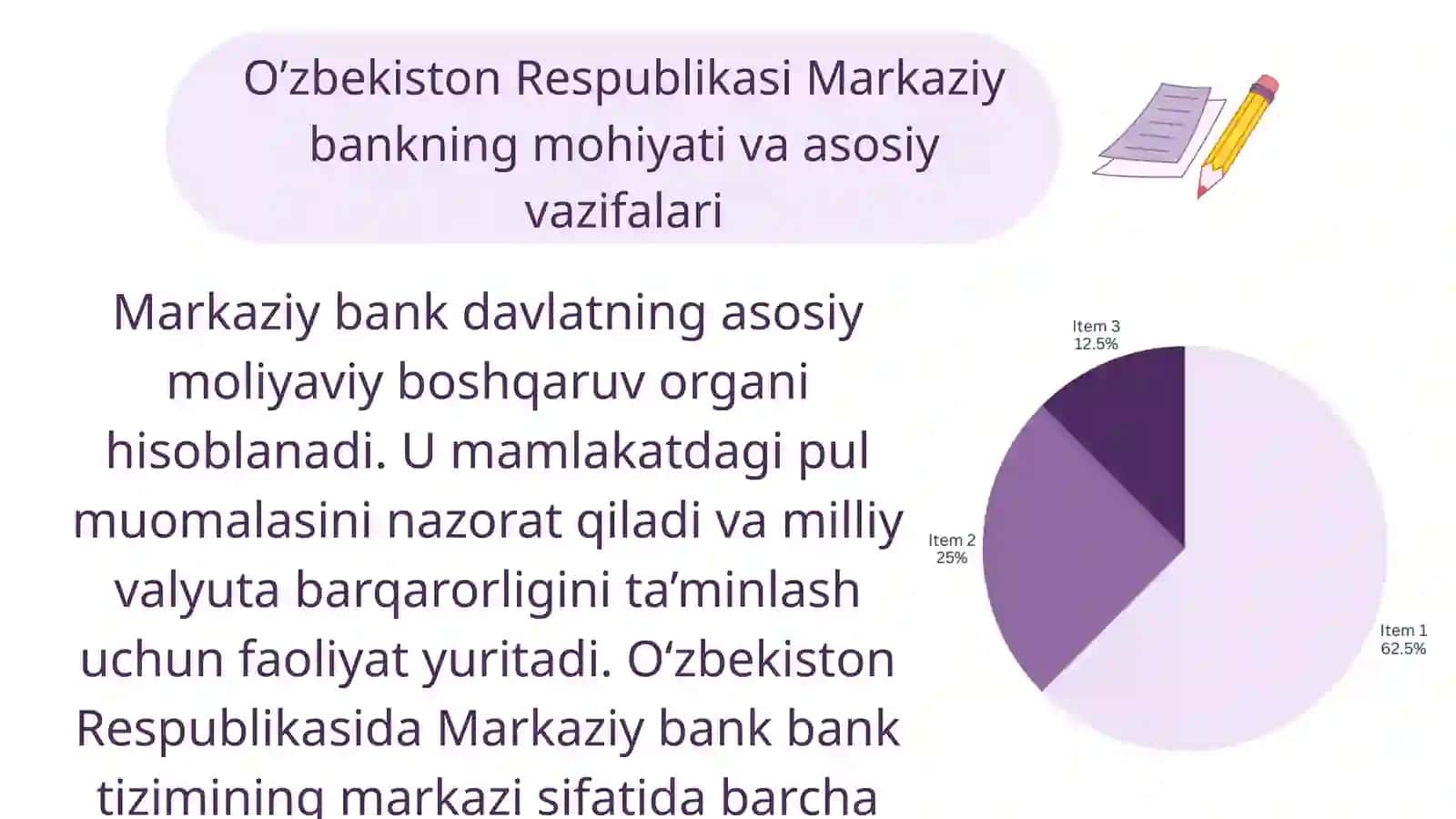 Markaziy bank vazifalari va iqtisodiyotdagi o’rni 4