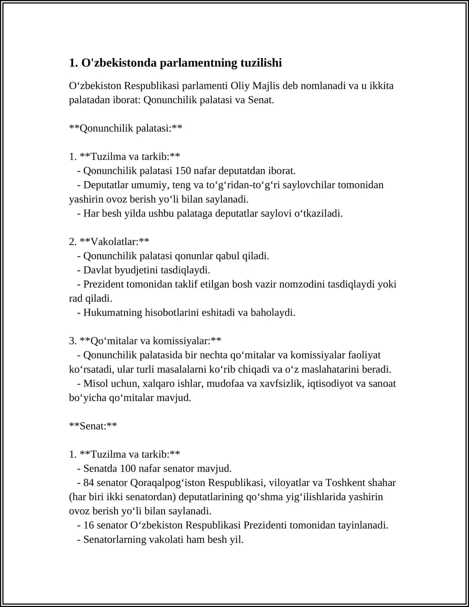 O‘zbekistonda parlament tizimi va undagi islohotlar 4