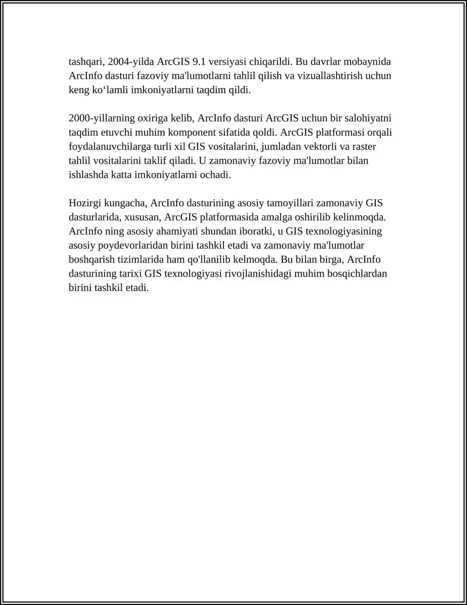 ARCINFO GEOGRAFIK AXBOROT TIZIMI HAQIDA 4