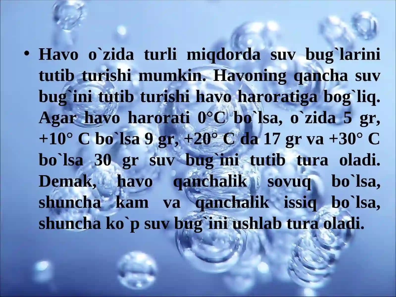 Havoning namligi va yog`inlar 4