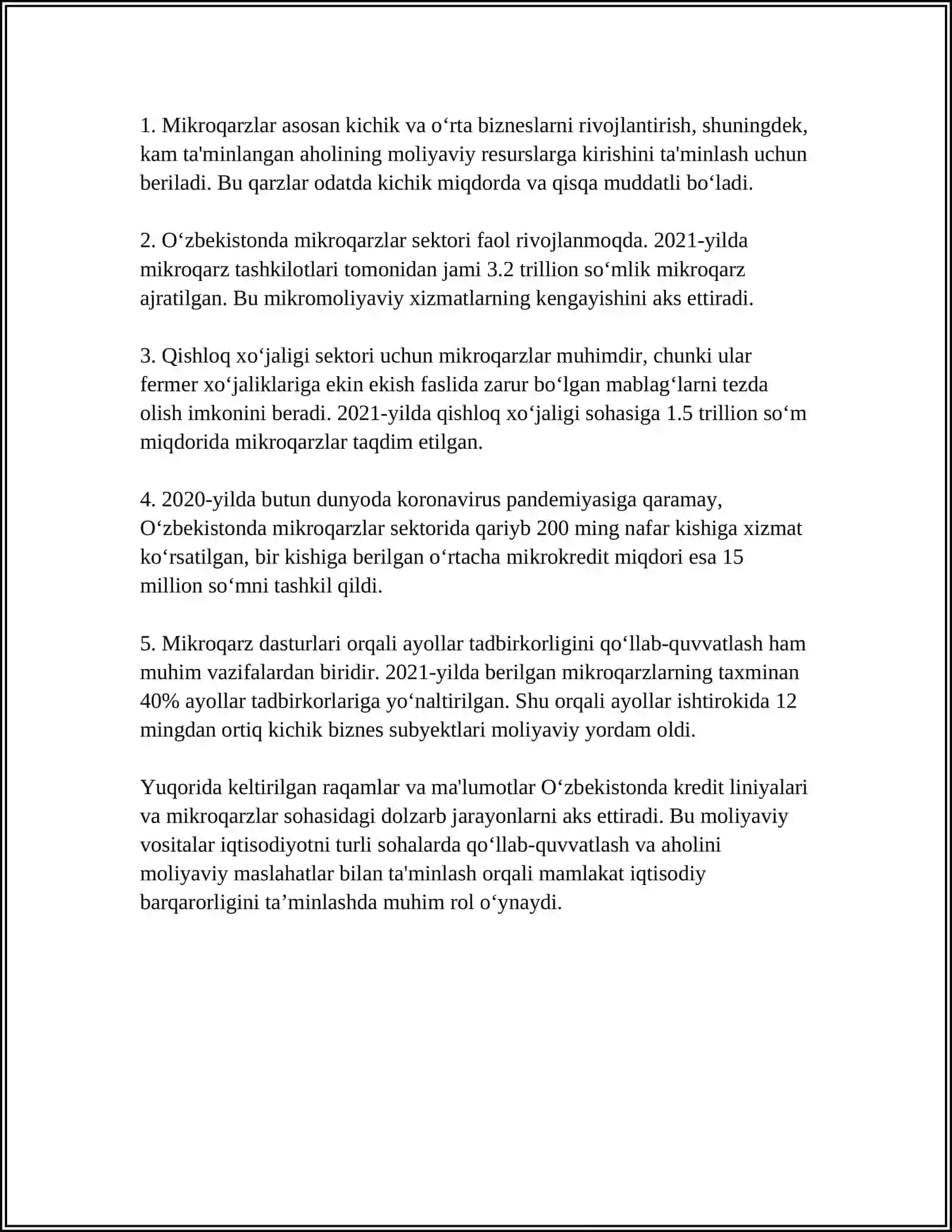 KICHIK BIZNESNI MOLIYALASHTIRISHNING ZAMONAVIY USULLARI 4