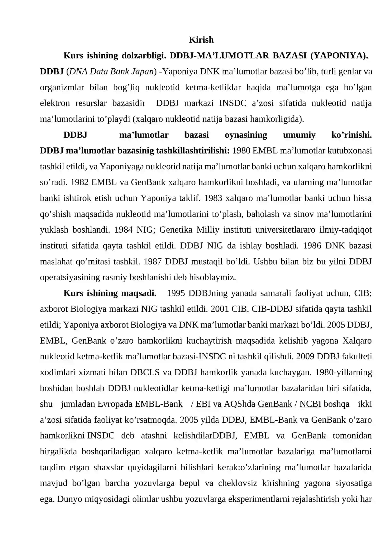 DNK va RNK nukleotidlar ketma -ketliklari ma’lumot bazalari (DDBJ) 4