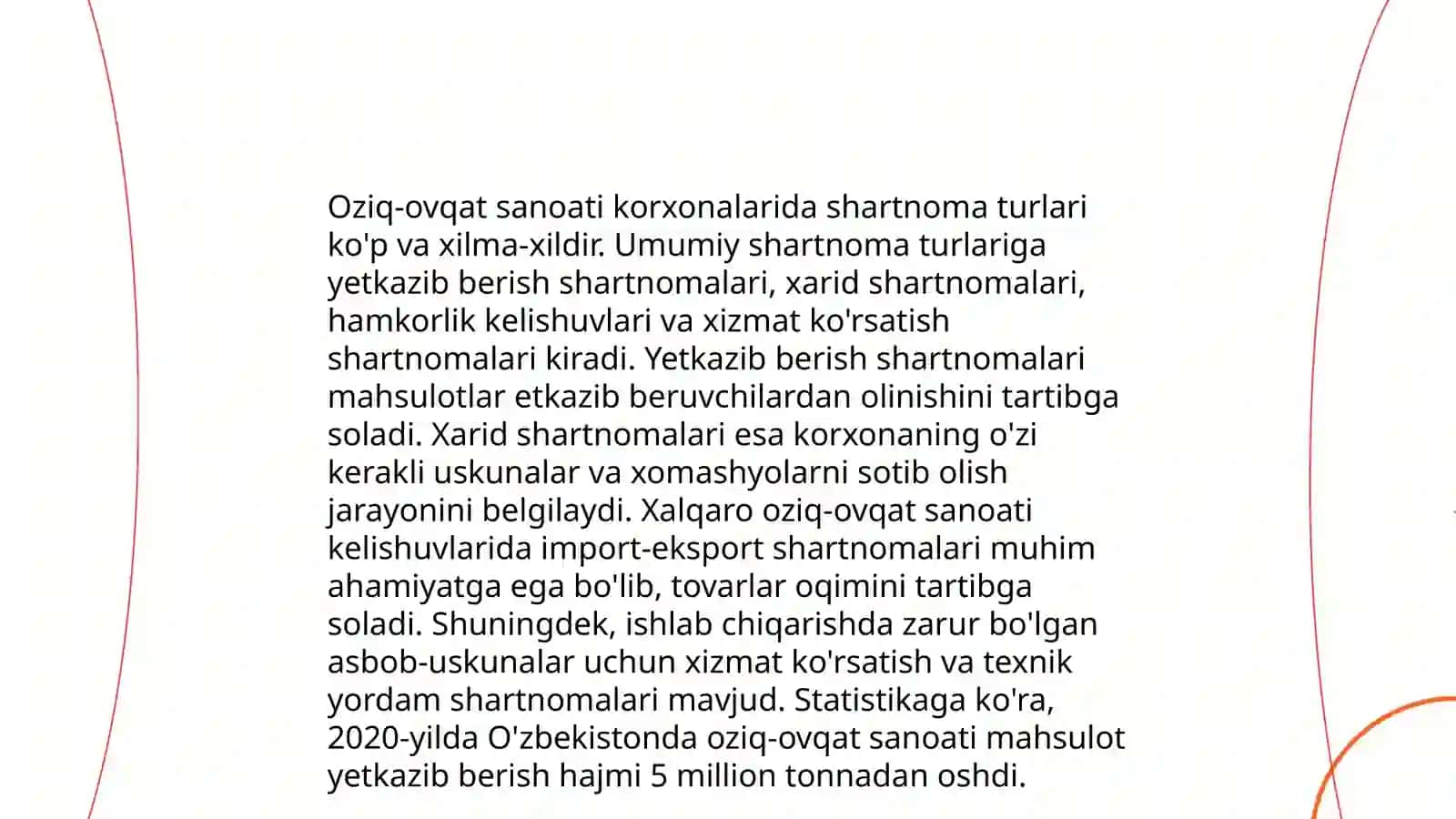 Oziq-ovqat sanoati korxonalarining shartnomaviy munosabatlarni tashkil etish va takomillashtirish 4