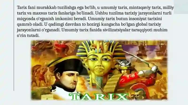 Tarixfanining tarmoqlari va tuzilmalari 4