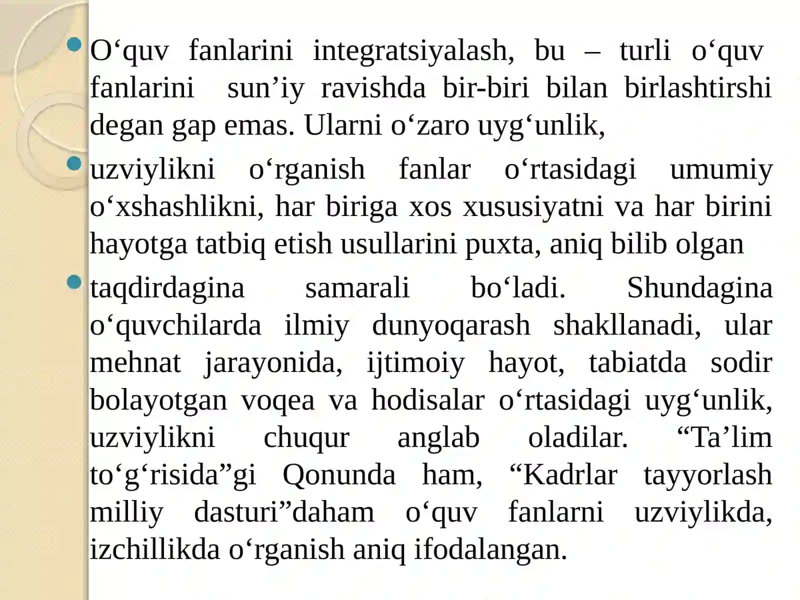 Boshlang’ich sinf texnologiya darslariga integratsion yondashuv, integratsiyalashgan ta’limning o’ziga xos hususiyatlari 4