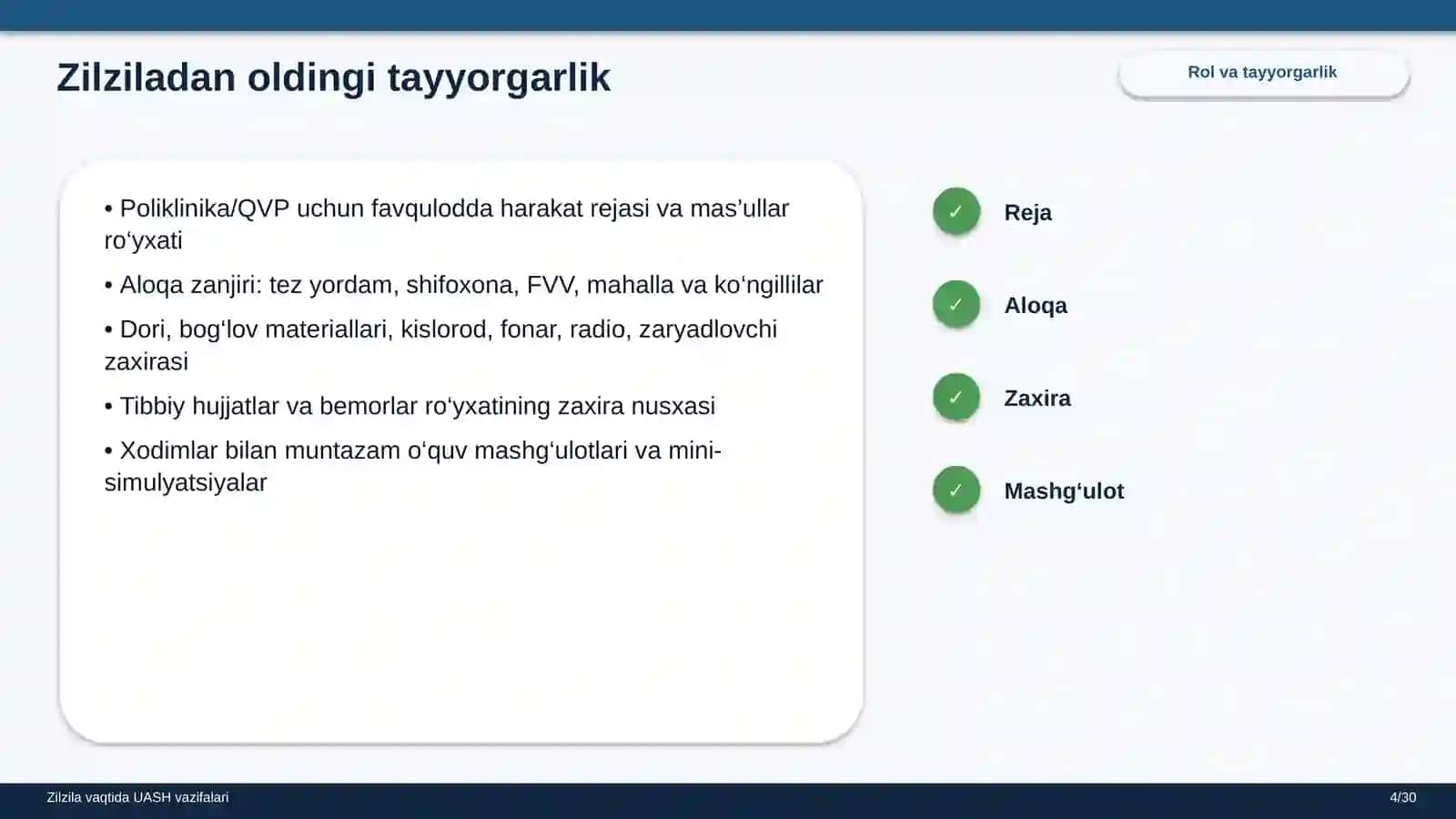 Zilzila vaqtida UASH vazifalari 4
