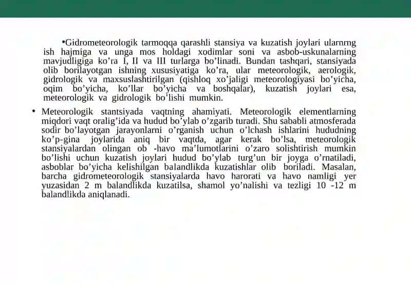 METEOROLOGIK KUZATISHLAR VA ULARNI TASHKIL ETISH 4