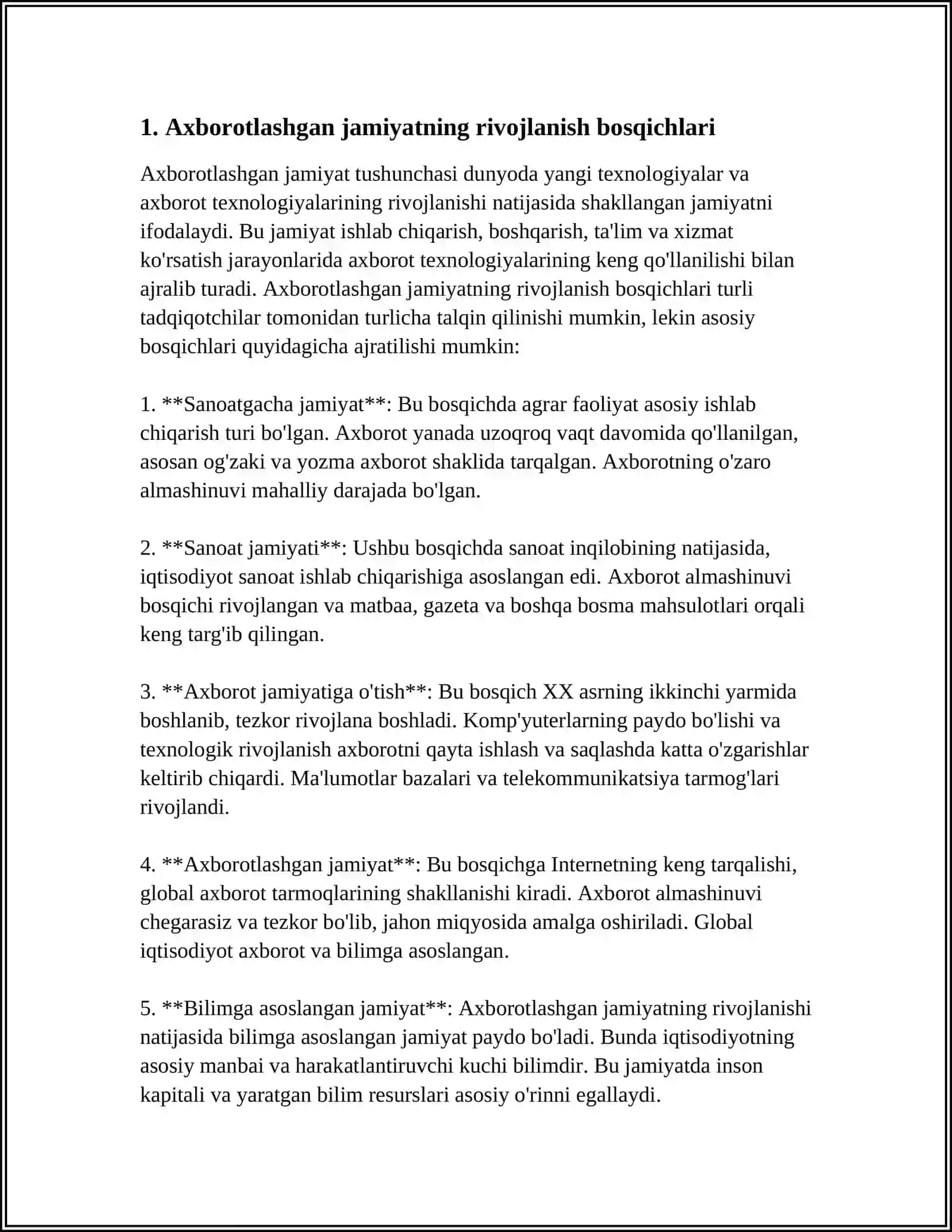 "AXBOROTLASHGAN JAMIYAT VA UNING ISTIQBOLLARI" (A.TOYNBI,A TOFFLER ASARLARINING QIYOSIY TAHLILI ASOSIDA) 4