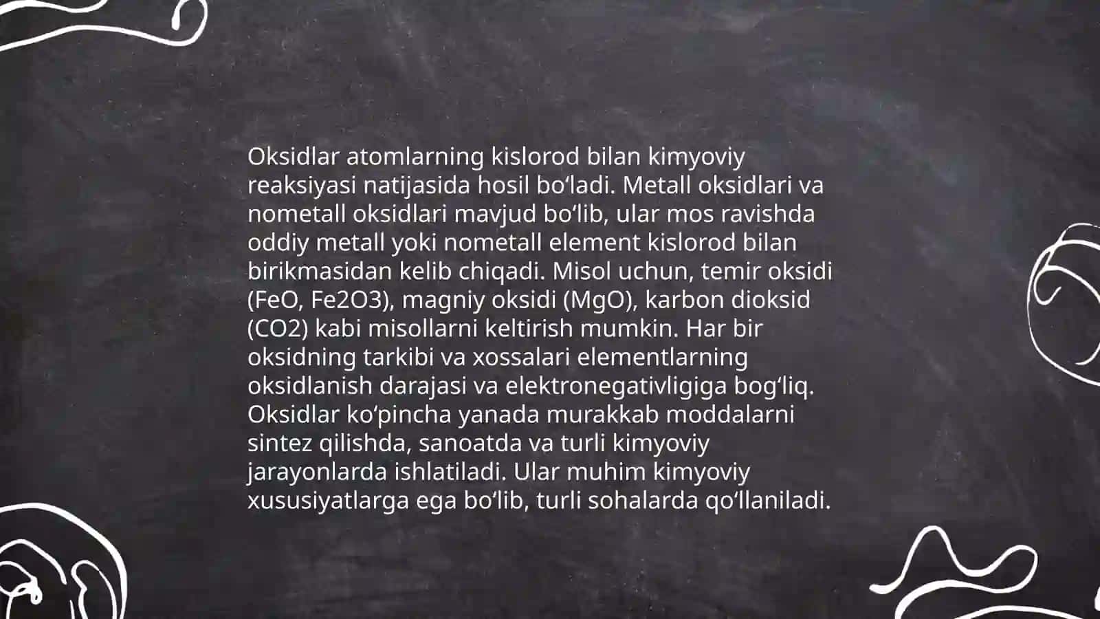 Oksidlarning olinishi va kimyoviy xossalari 4