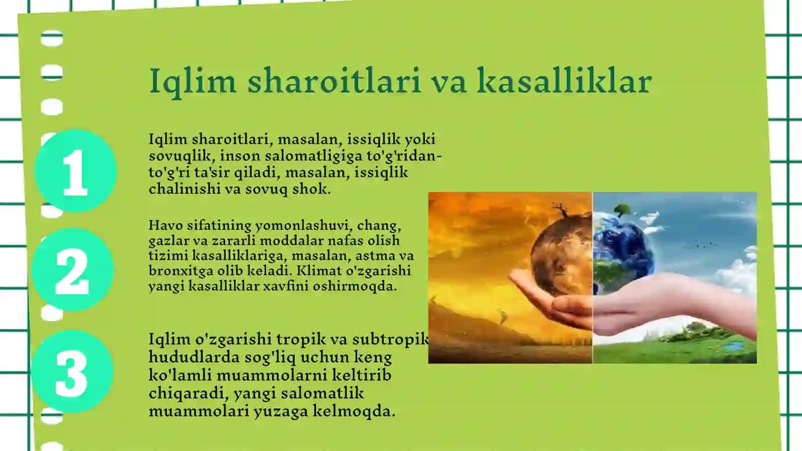 Iqlim va inson salomatligi. Quyosh radiatsiyasi va uning gigiyenik ahamiyati. 4
