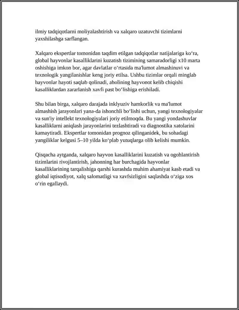 VETERINARIYA SOHASIDA OLIB BORILADIGAN XALQARO ALOQALAR 4