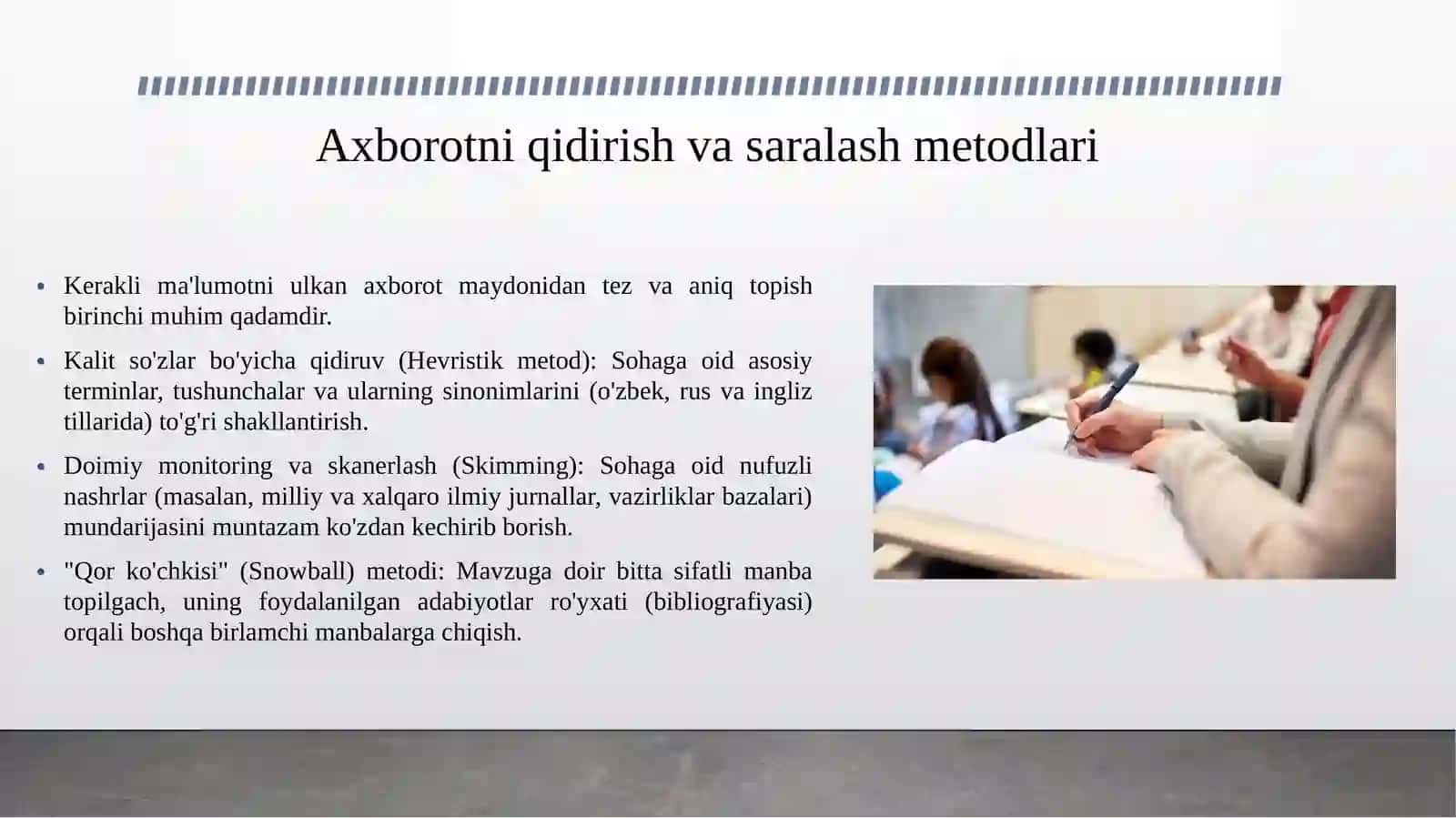 Mutaxassislik bo‘yicha ma’lumot-axborot materiallari bilan ishlash metodlari 4