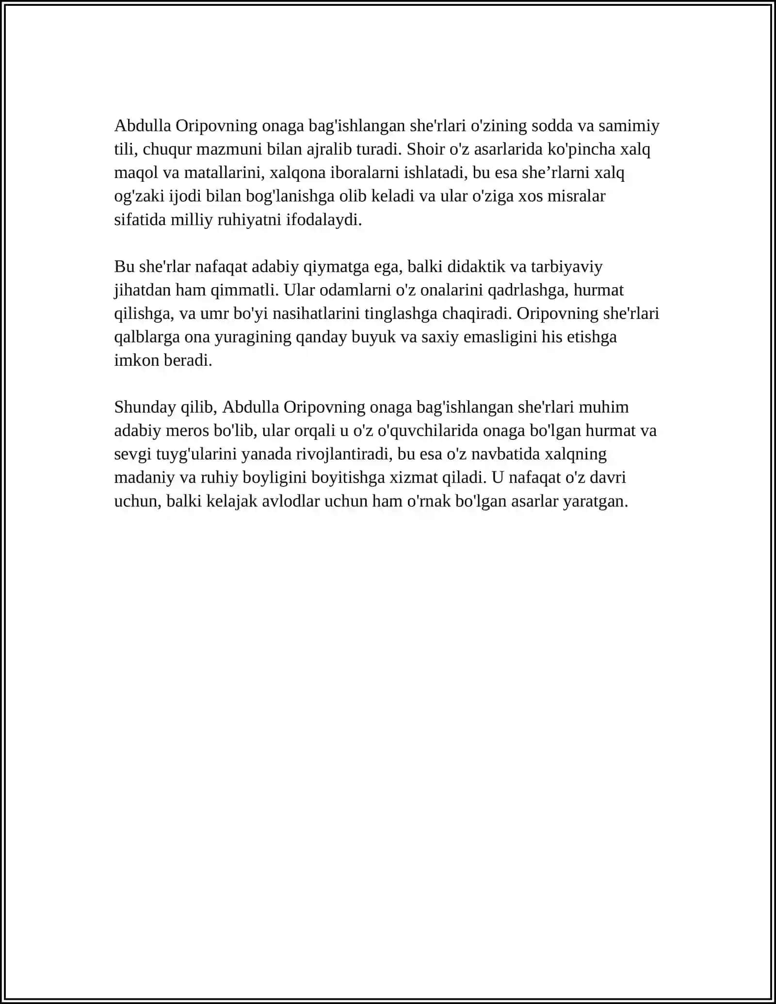ABDULLA ORIPOVNING ONA TIMSOLIGA BAG'ISHLANGAN SHERLAR TAHLILI BO'YICHA ILMIY MAQOLA TAYYORLASH 4