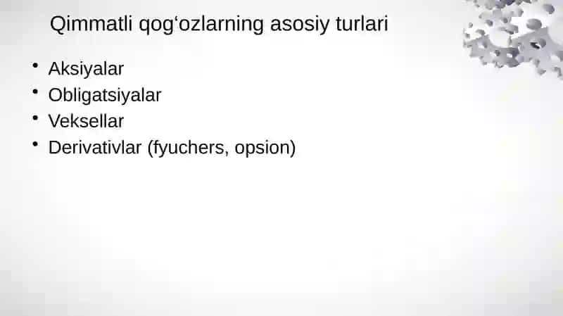 Qimmatli qog‘ozlar bozorining mohiyati va tarkibiy tuzilmasi 4