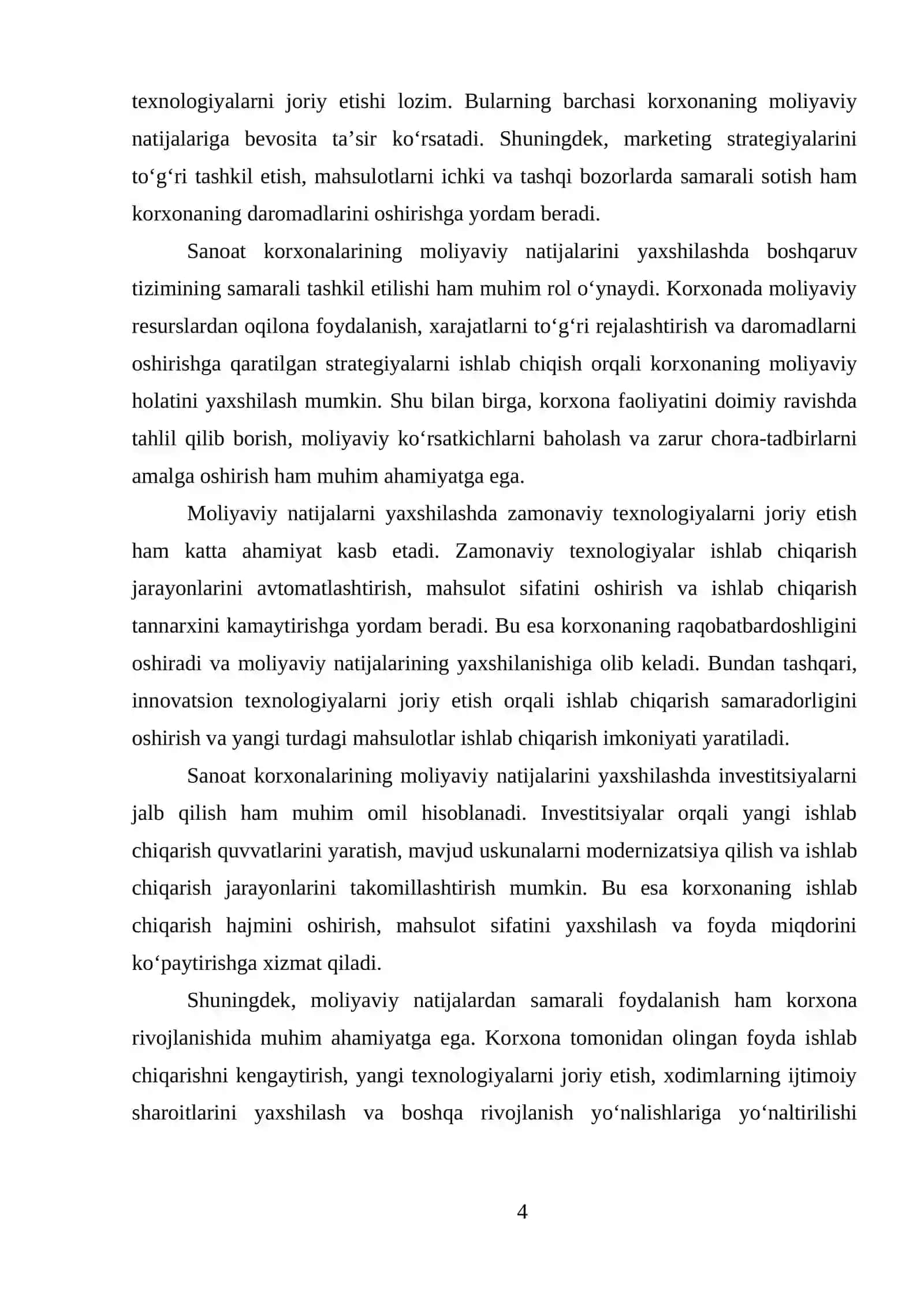 Sanoat korxonalari moliyaviy natijalarini yaxshilash va undan samarali foydalanish yoʻllari 4