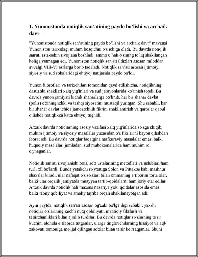 Yunonistonda notiqlik sanʼatining tarixi haqida 4