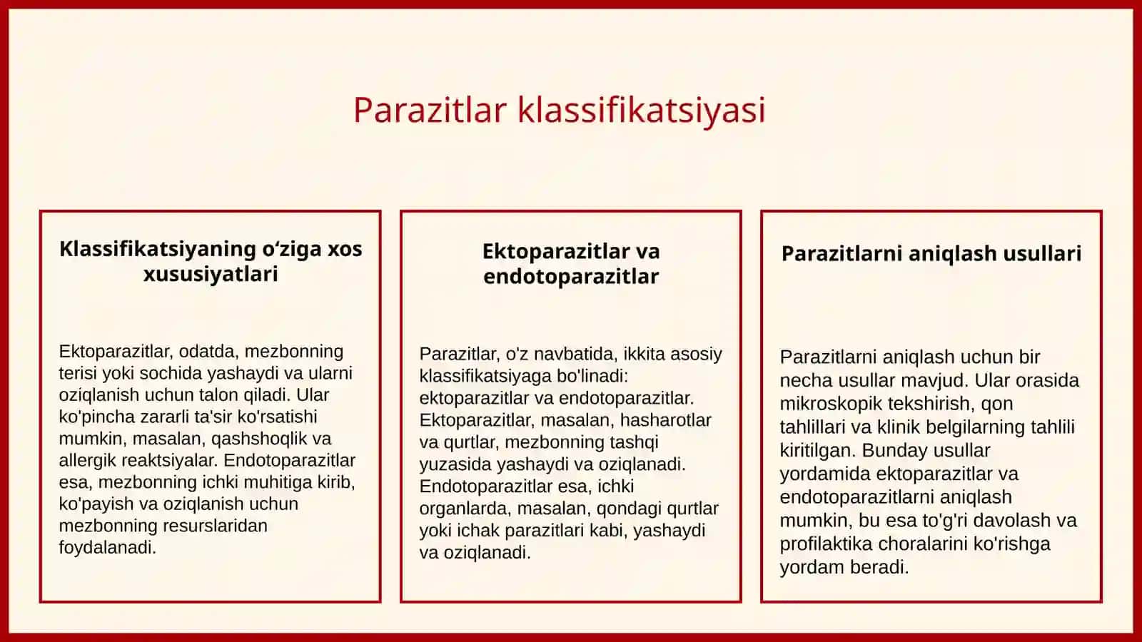 Umumiy parazitologiya asosiy tushunchalar parazitlar klasifikatsiyasi 4