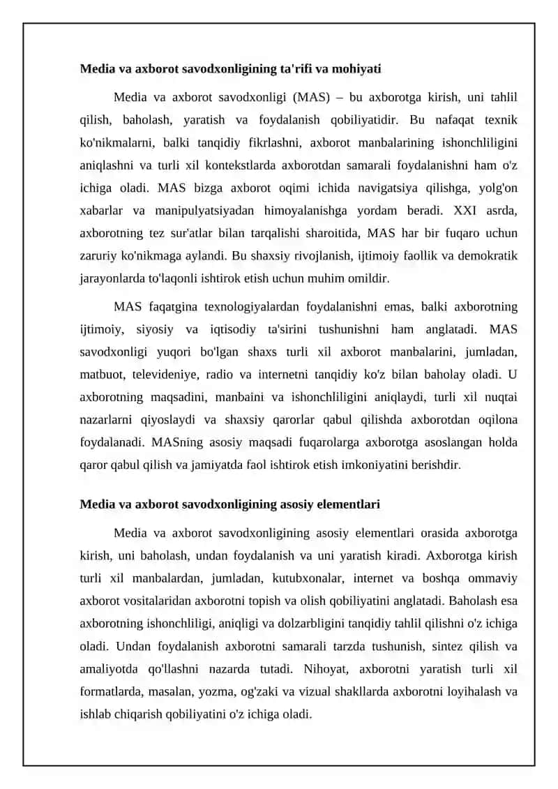 Media va axborot savodxonligi: Asosiy tushunchalar va zaruriyat 4