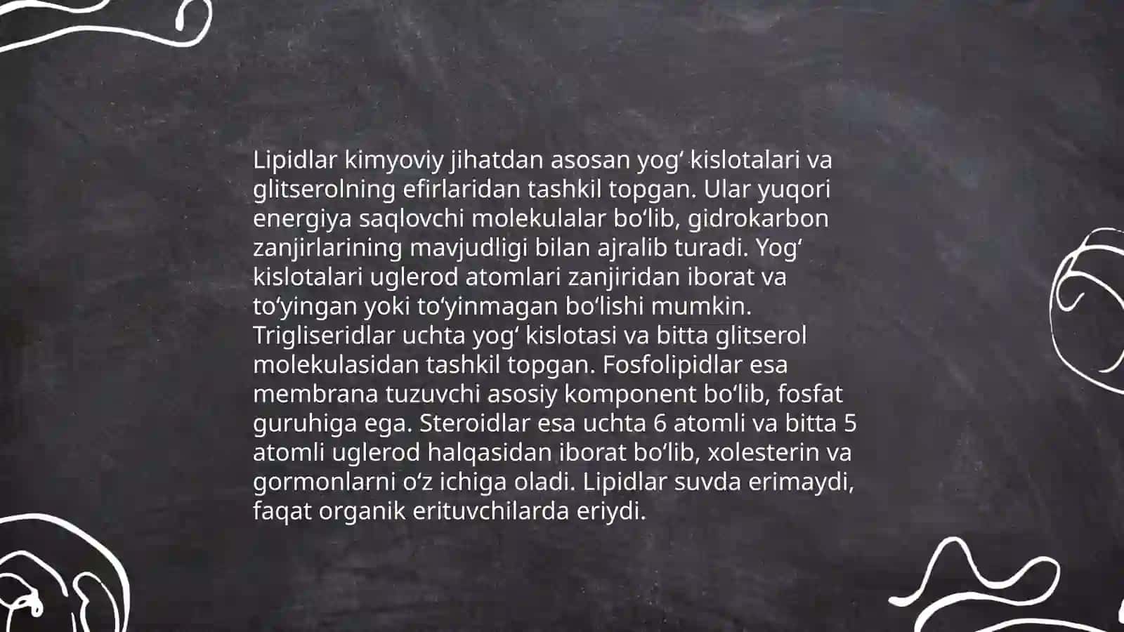 Lipidlarning biologik vazifalari 4
