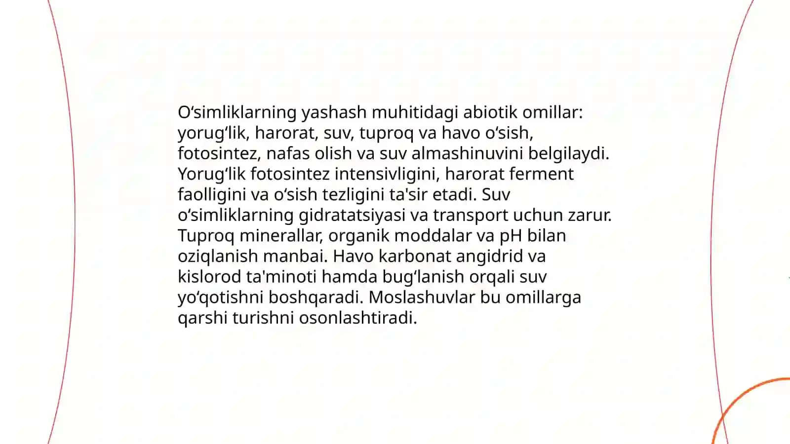 O’simliklarning yashash muhiti. Muhit va moslanish tushunchalari 4