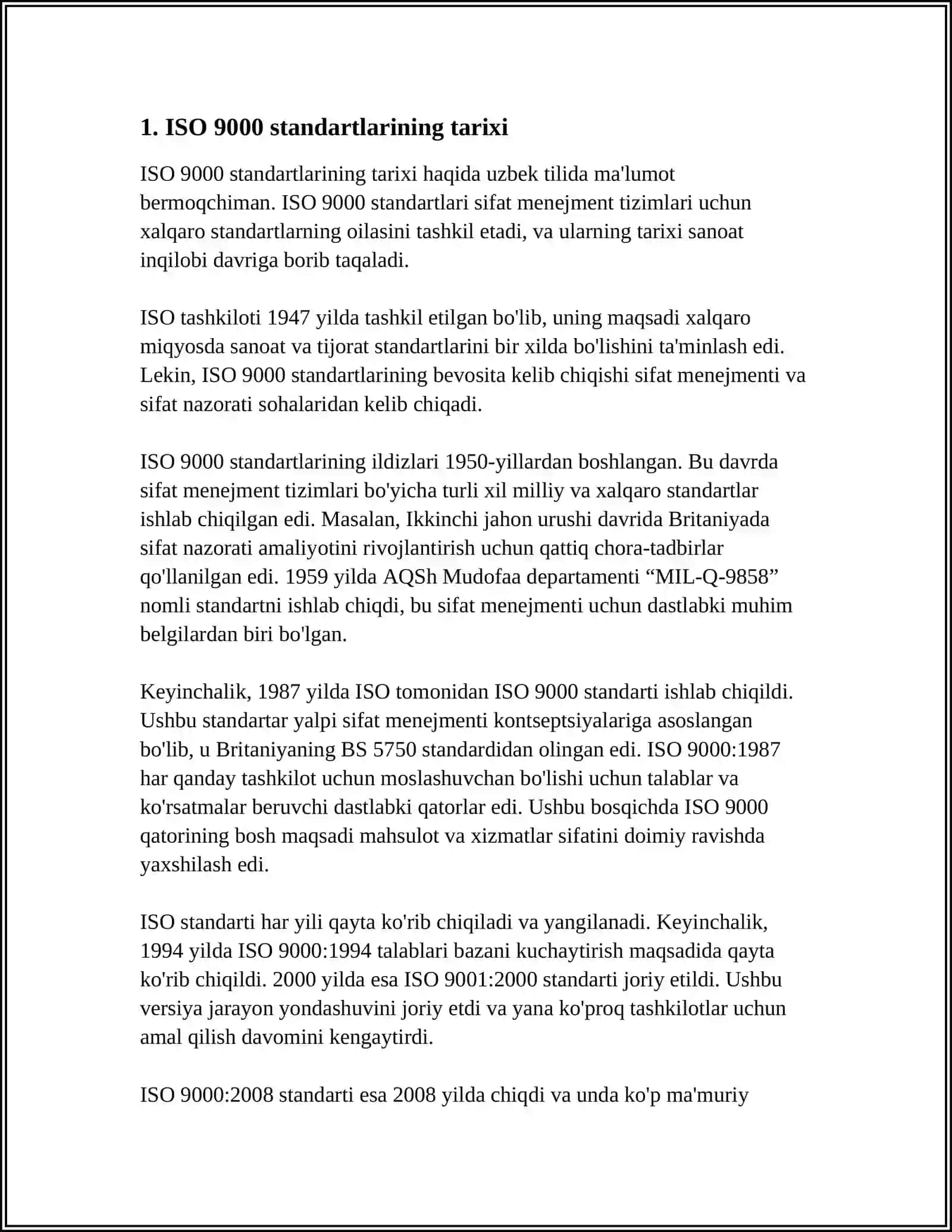 XALQARO ISO -9000SERIYASIDAGI STANDARTLARNI ÒRGANISH 4