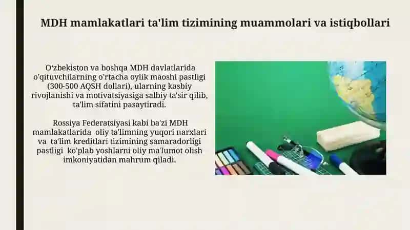 MDH Davlatlar Ta'lim Tizimi va O'ziga Xos Xususiyatlari 4