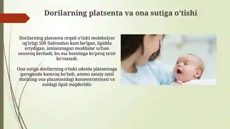 Homiladorlik va laktatsiya davrida dori kinetikasining o'zgarishi 4