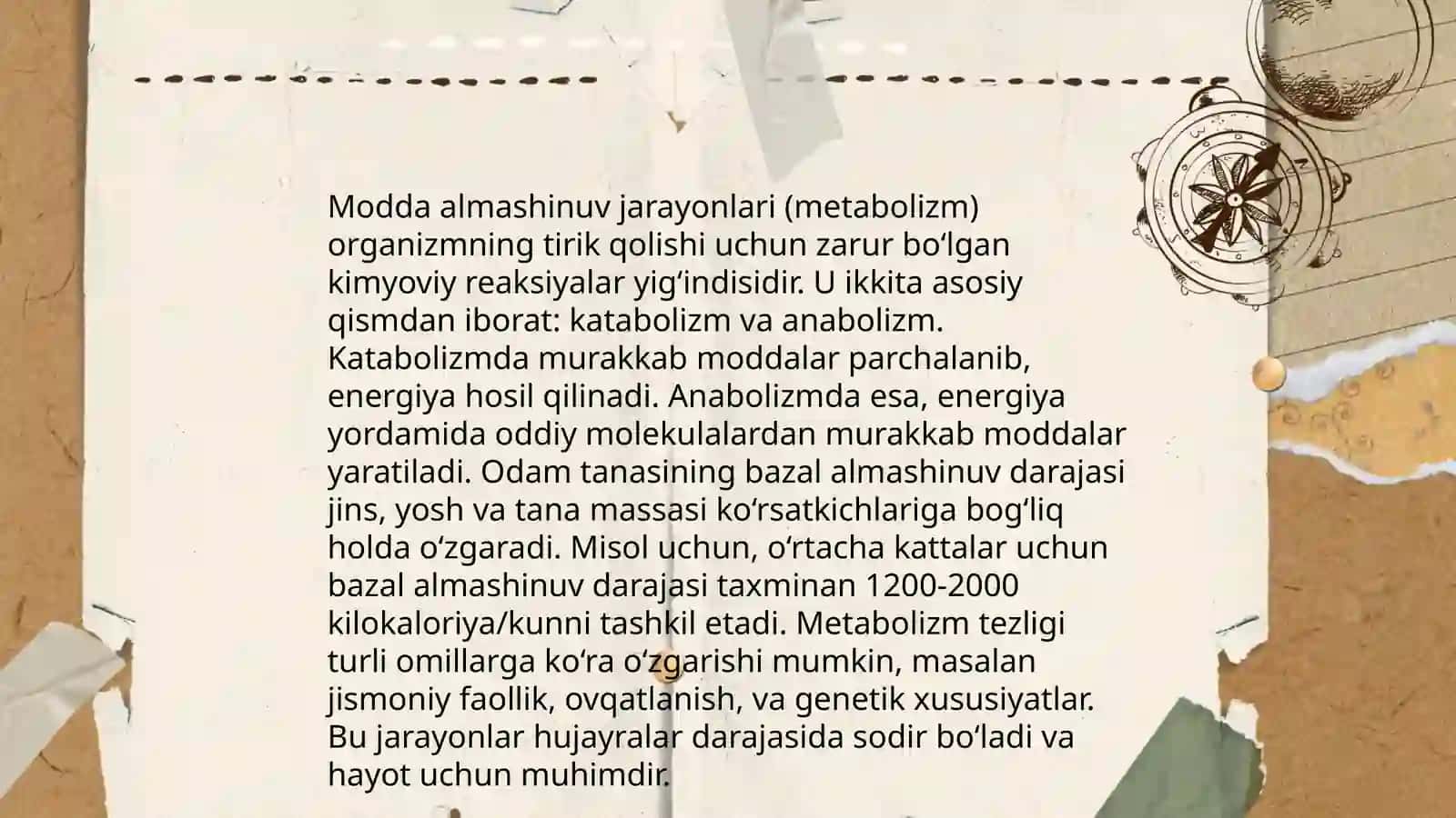 Organizmda energiya sarfi va o'ziga xos ratsionini tuzish 4